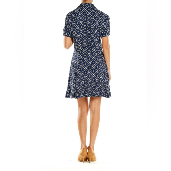 Free People Melody Dress Blue Black White Geo Print Short Sleeve Lightweight - Picture 9 of 13